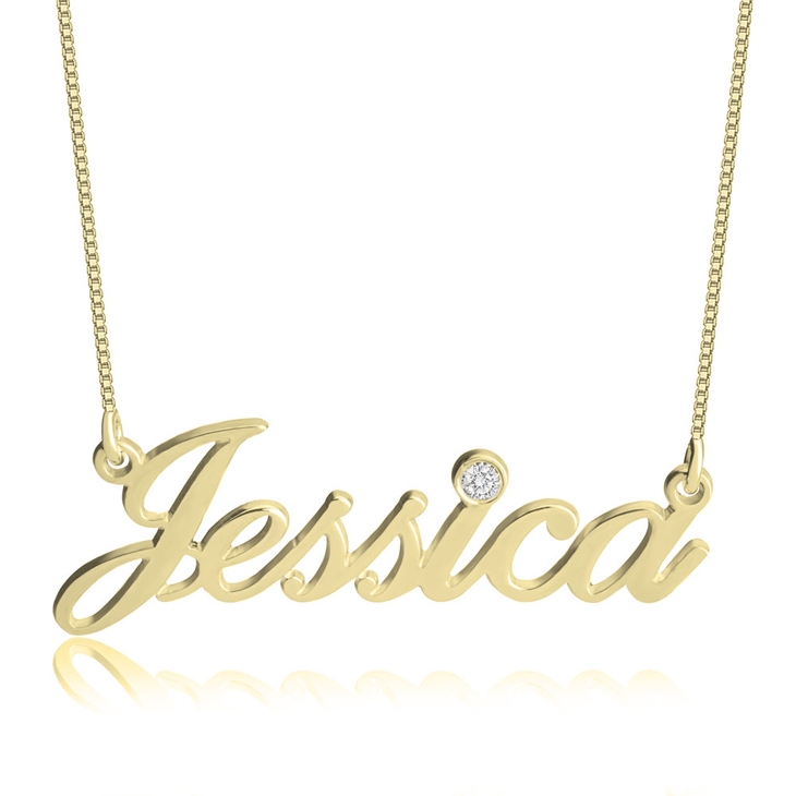 14K Gold Diamond Name Necklace - Picture 2