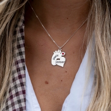 Engraved Footprint Necklace With Heart - Thumbnail Model