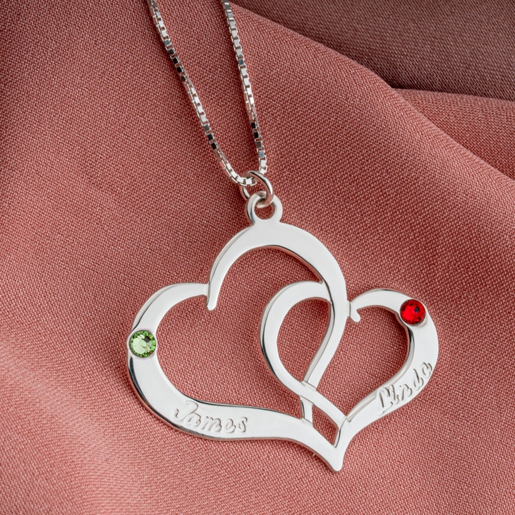 Two Heart Personalized Necklace model