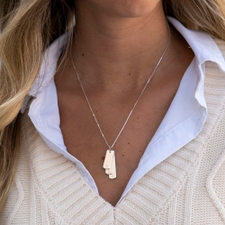 Vertical Bar Necklace With Initials - Thumbnail Model