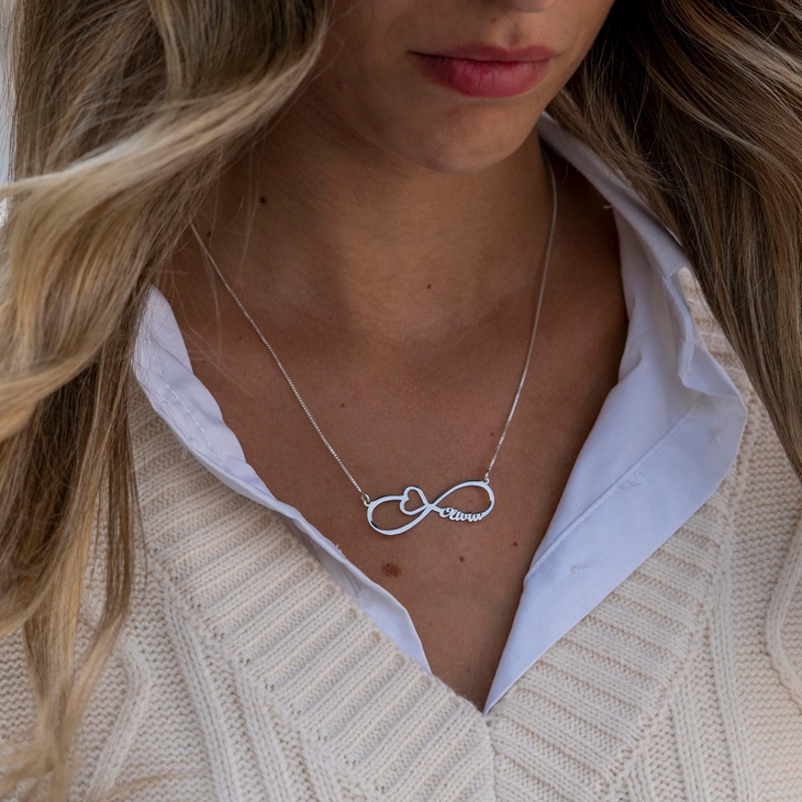 Heart and Infinity Necklace model
