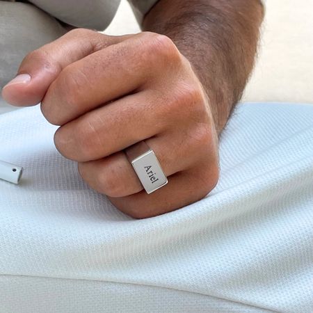 Square Personalized Initial Signet Ring