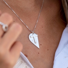 Couples Heart Necklace with Cross - Thumbnail Model