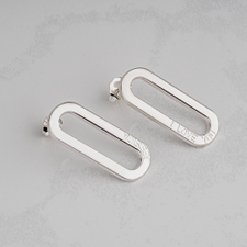 Engraved Chain Link Earrings - Thumbnail Model