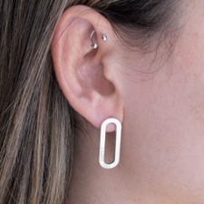 Engraved Chain Link Earrings - Thumbnail Model