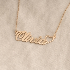 Classic Name Necklace With Heart - Thumbnail Model
