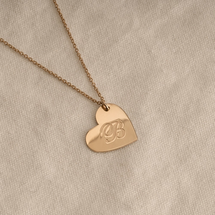 Engraved Heart Initial Necklace model