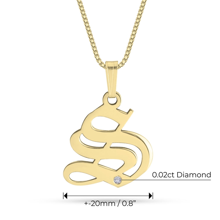 14K Gold Diamond Initial Necklace information
