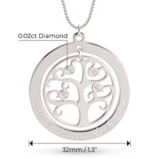 Family Tree Diamond Necklace With Names - Thumbnail Information