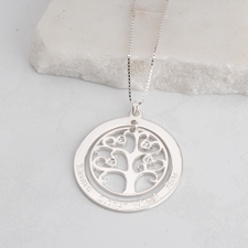 Family Tree Diamond Necklace With Names - Thumbnail Model