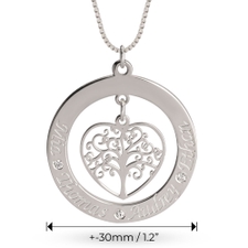 Engraved Tree of Life Necklace With Names and Diamonds - Thumbnail Information