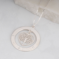 Engraved Tree of Life Necklace With Names and Diamonds - Thumbnail Model