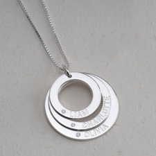 Engraved Mother Necklace With Diamonds - Thumbnail Model