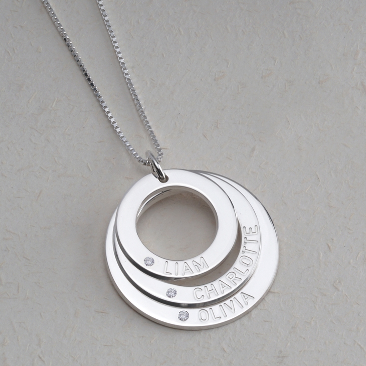 Engraved Mother Necklace With Diamonds model