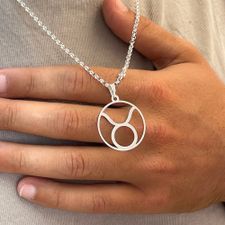 Men's Zodiac Sign Necklace - Thumbnail Model