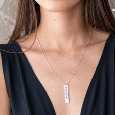 Vertical Diamond Bar Necklace - Thumbnail Model