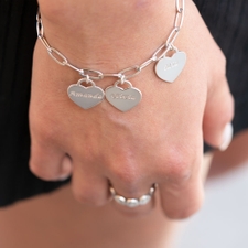Custom Paperclip Bracelet with Heart Charms - Thumbnail Model