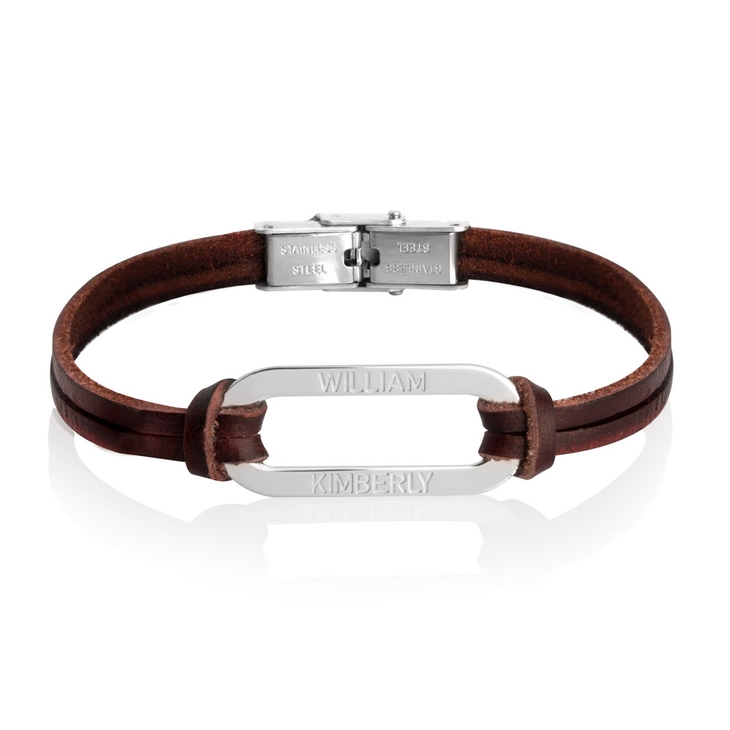 Men's Personalized Leather Bracelet - Picture 2