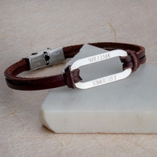Men's Personalized Leather Bracelet - Thumbnail Model