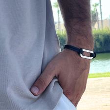 Men's Personalized Leather Bracelet - Thumbnail Model
