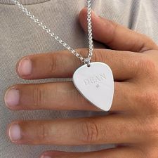 Diamond Guitar Pick Necklace - Thumbnail Model