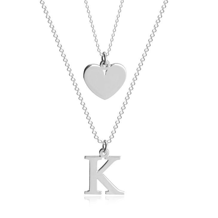 Heart Initial Layered Necklace