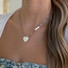 Paperclip Heart and Bar Necklace - Thumbnail Model