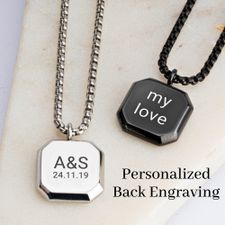 Engraved Mens Necklace Silver - Thumbnail 3