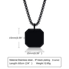 Black Onyx Stone Necklace for Men - Thumbnail Information