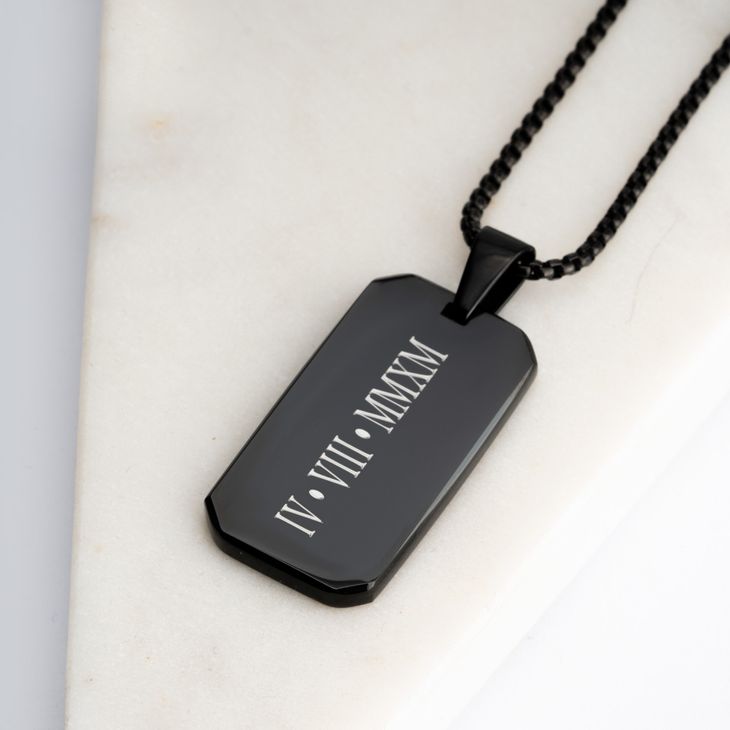 Engraved Black Onyx Necklace for Men - Picture 2