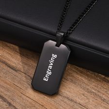 Engraved Black Onyx Necklace for Men - Thumbnail Information
