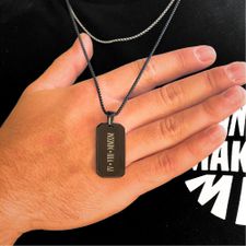 Engraved Black Onyx Necklace for Men - Thumbnail Model