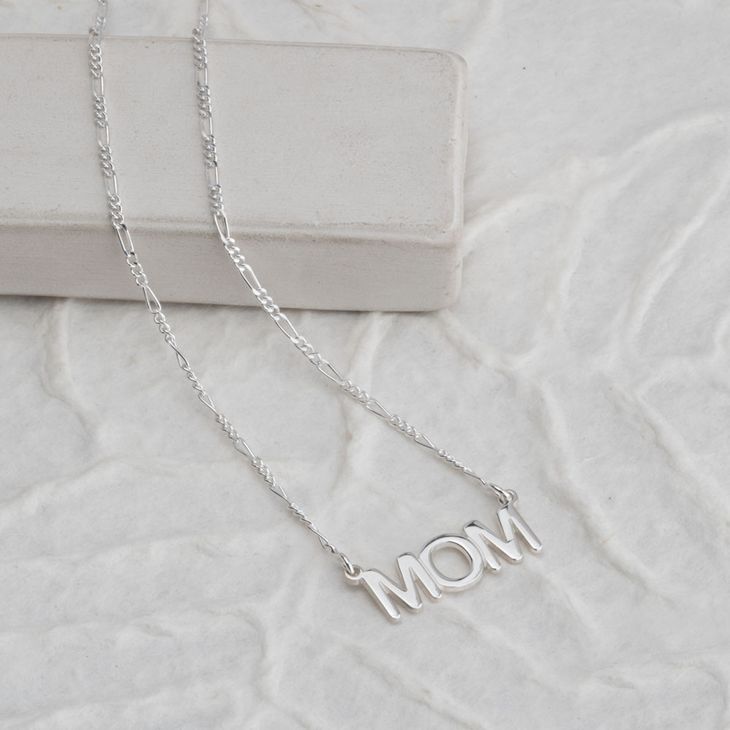 Mom Necklace with Figaro Chain model