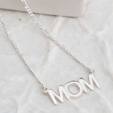 Mom Necklace with Figaro Chain - Thumbnail Model