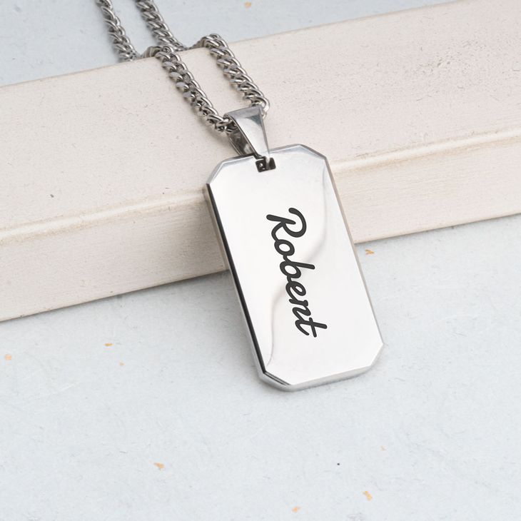 Custom Engraved Dog Tag Necklace For Men model