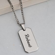 Custom Engraved Dog Tag Necklace For Men - Thumbnail Model
