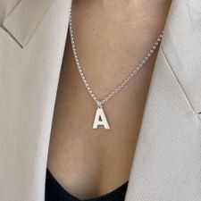Capital Textured Initial Necklace - Thumbnail Model