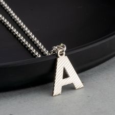 Capital Textured Initial Necklace - Thumbnail Model