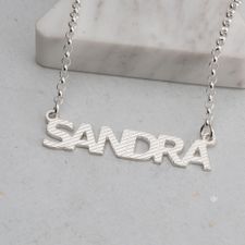 Textured Capital Letters Name Necklace - Thumbnail Model