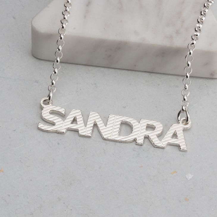 Textured Capital Letters Name Necklace model