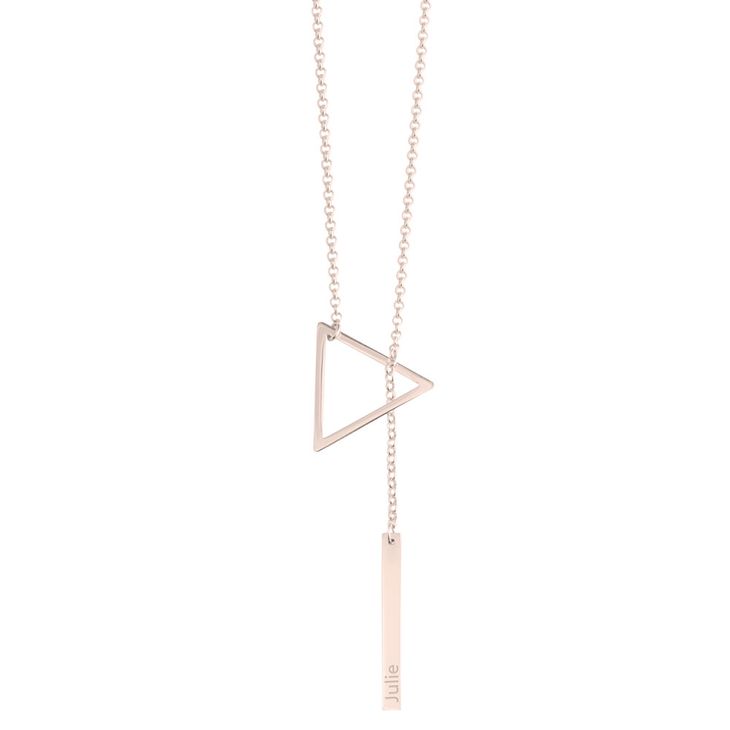 Engraved Hanging Bar & Triangle Necklace