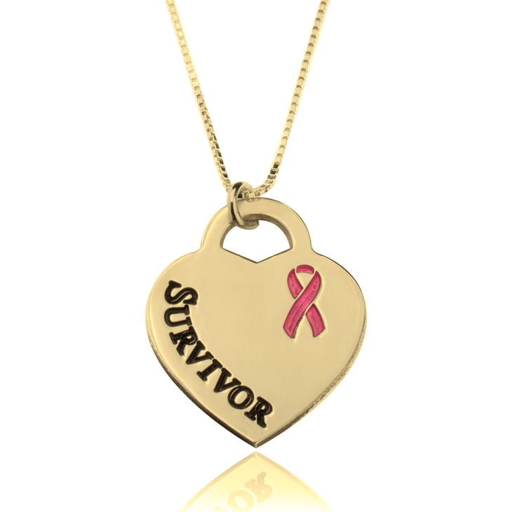 Survivor Breast Cancer Heart Necklace