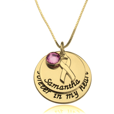 Pink Ribbon Breast Cancer Name Necklace