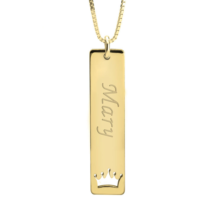 Vertical Name Bar Necklace With Symbol - Picture 2