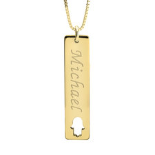 Vertical Name Bar Necklace With Symbol - Thumbnail 3