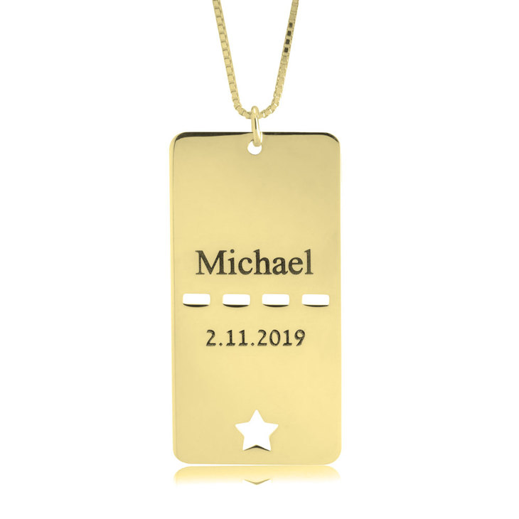 Dog Tag Name & Date Necklace