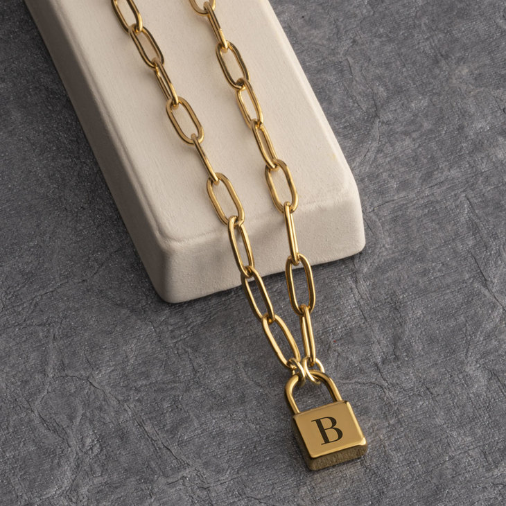 Initial Lock Necklace - Picture 3
