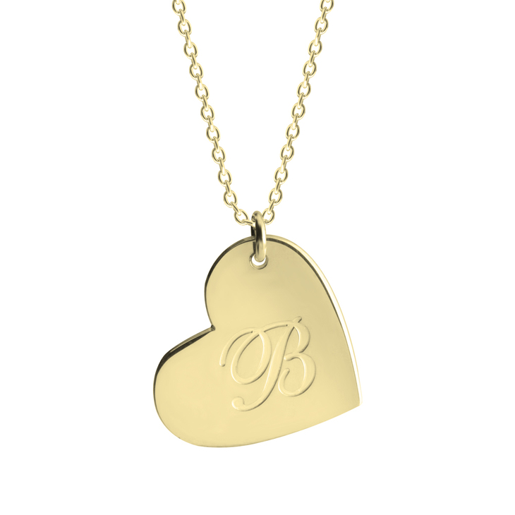 Engraved Heart Initial Necklace