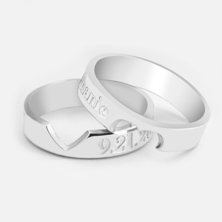 Personalized Heart Cutout Ring Set - Picture 2
