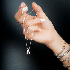 Small Letter Initial Necklace - Thumbnail Model
